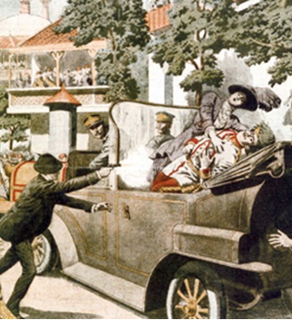 Gavrilo Princip szerb diák meggyilkolta Ferenc Ferdinándot és Chotek Zsófiát, a feleségét
