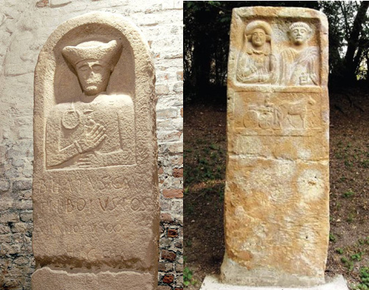 Egy pannoniai kelta-római sírkő és egy másik sírkő Visegrádról